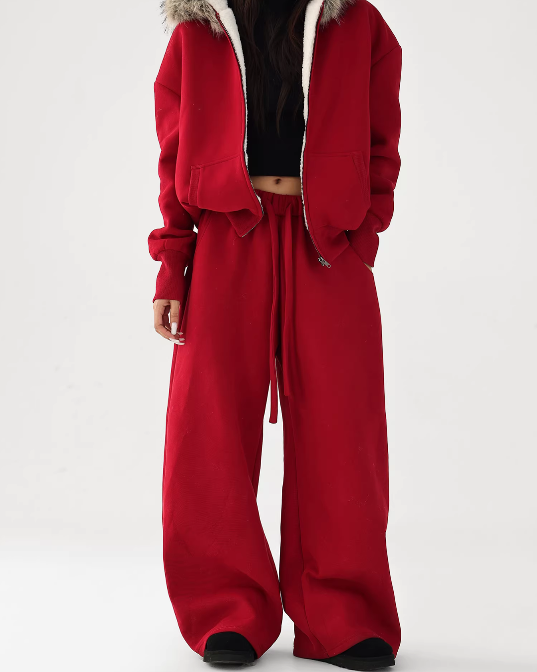 Fur Collar Fleece Hoodie/Casual Pants ACS0349