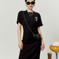 Black Short Sleeve Crew Neck Dress LLA0045