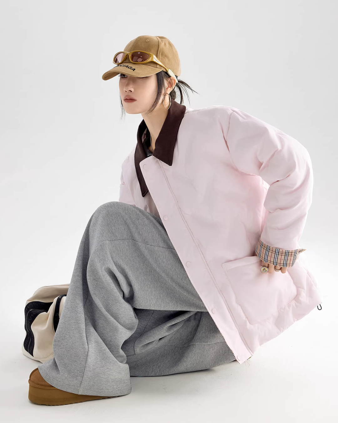 Color Block Collar Down Jacket ICM0108