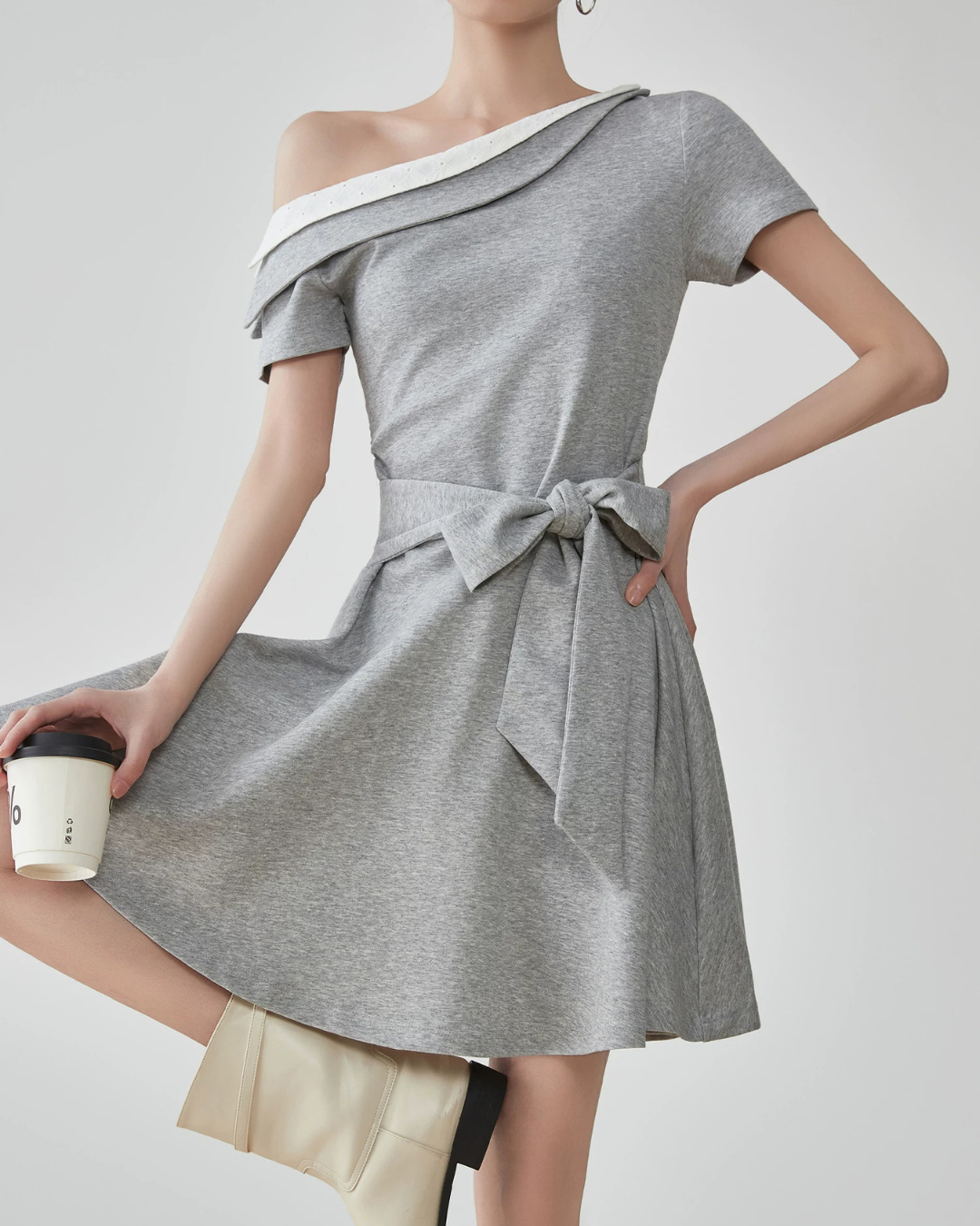 Off-Shoulder Layered Flared Mini Dress FER0277