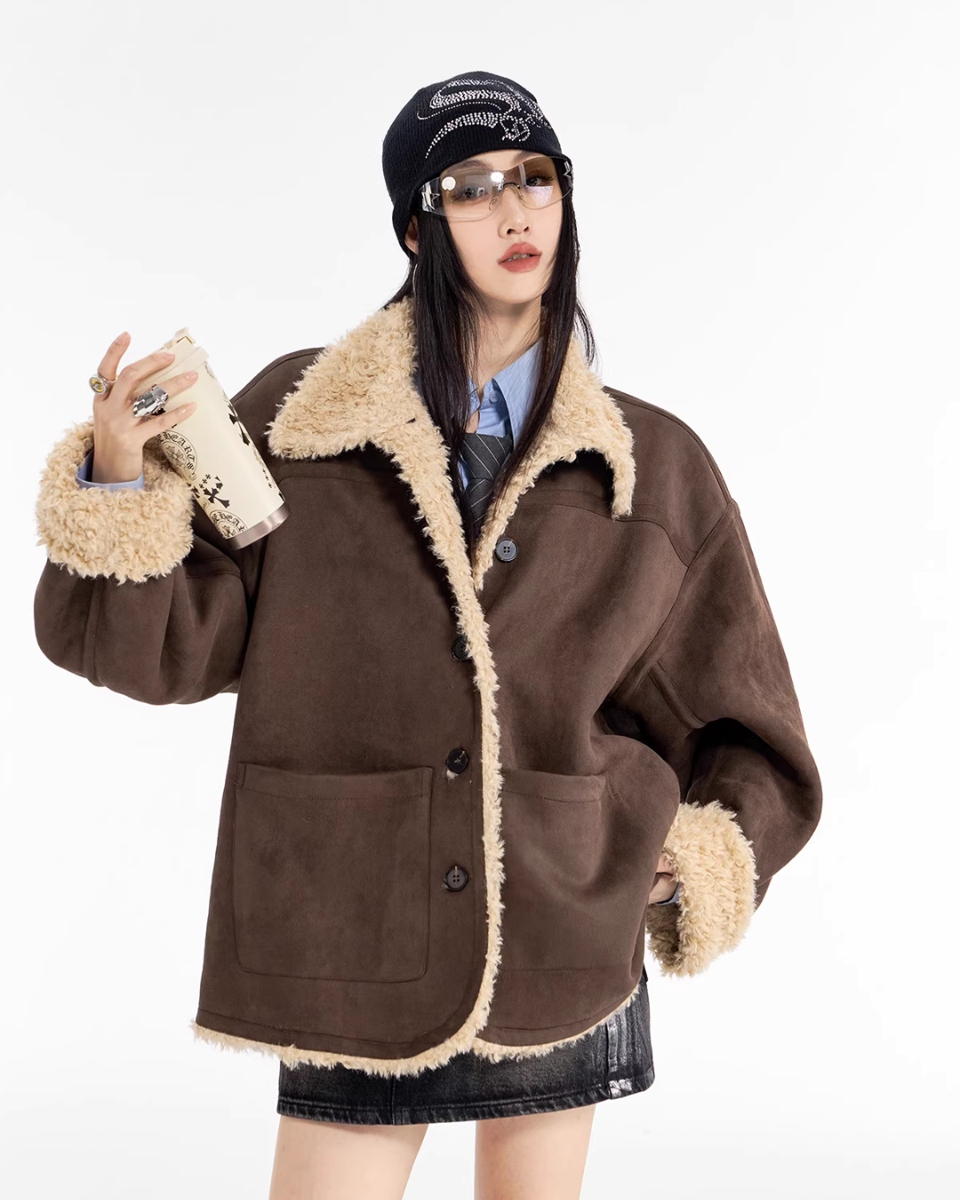 Stand Collar Mouton Coat ICM0106