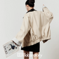 Beige Casual Short Jacket / Trapezoid Mini Skirt LLA0527