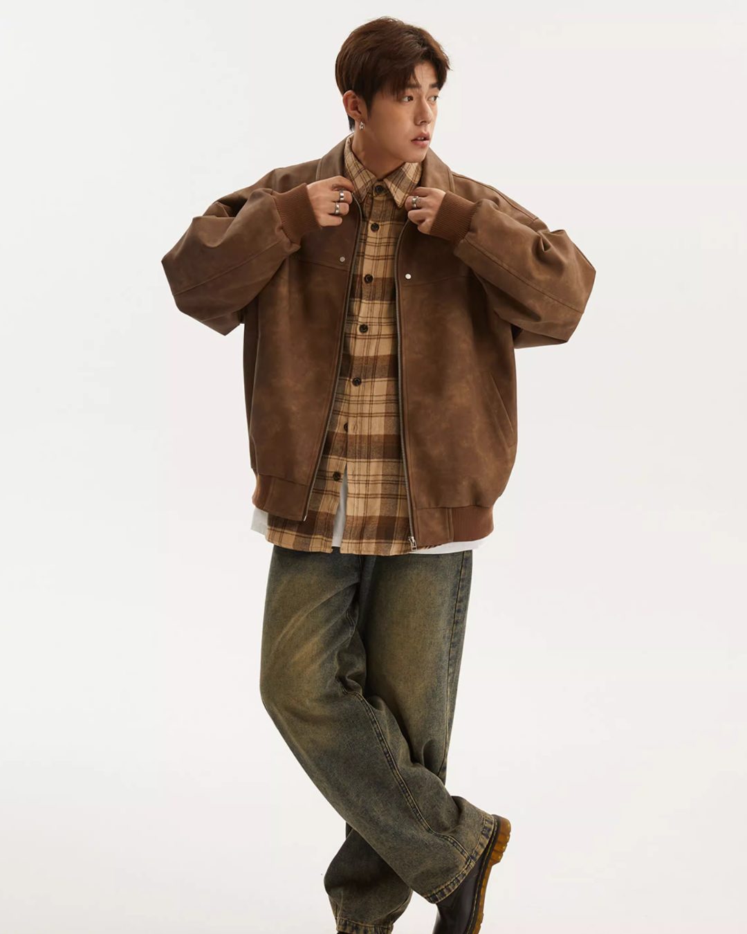 Retro Collar Leather Jacket NDC0001