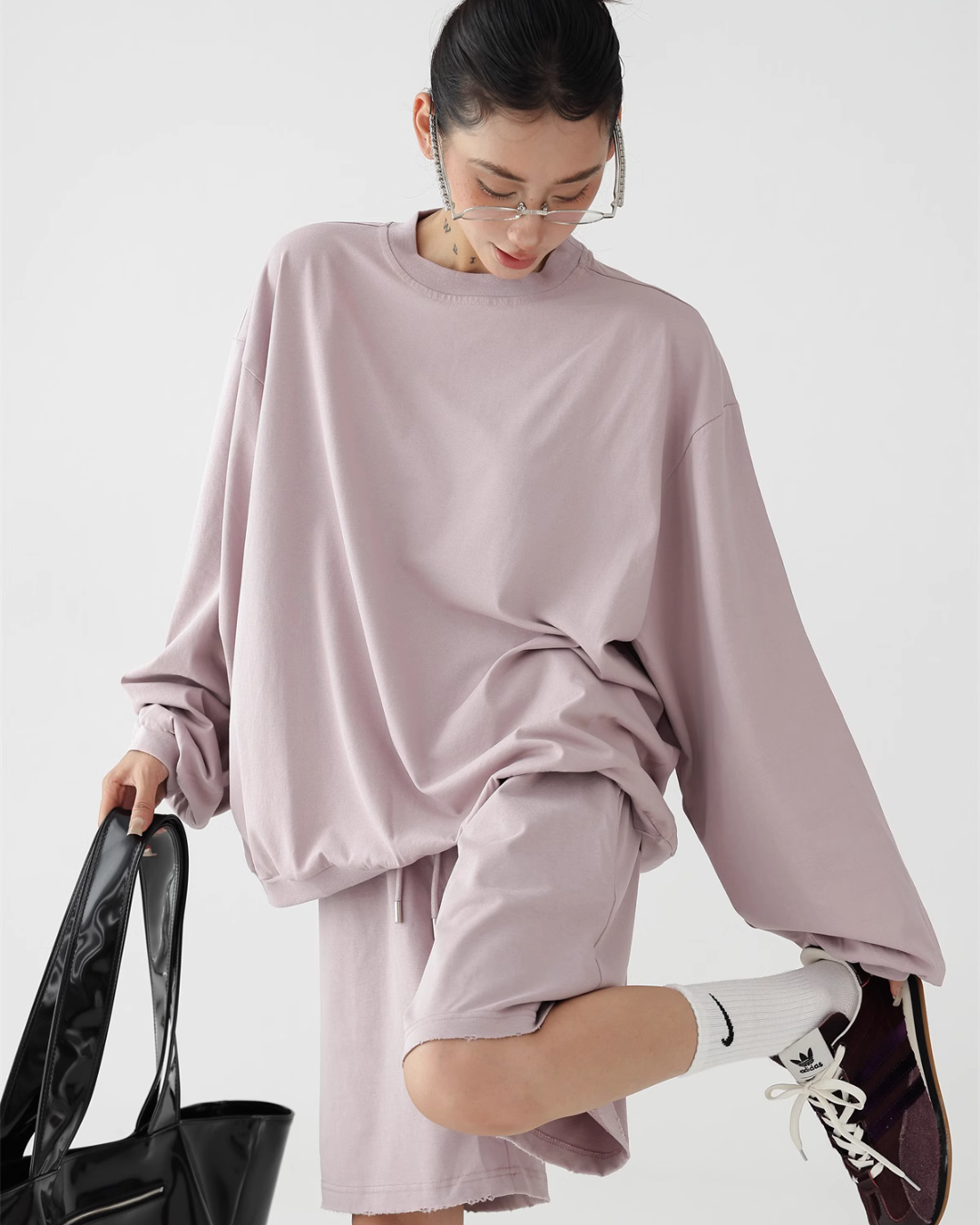 Loose Silhouette Long Sleeve Top / Wide Half Pants ACS0249