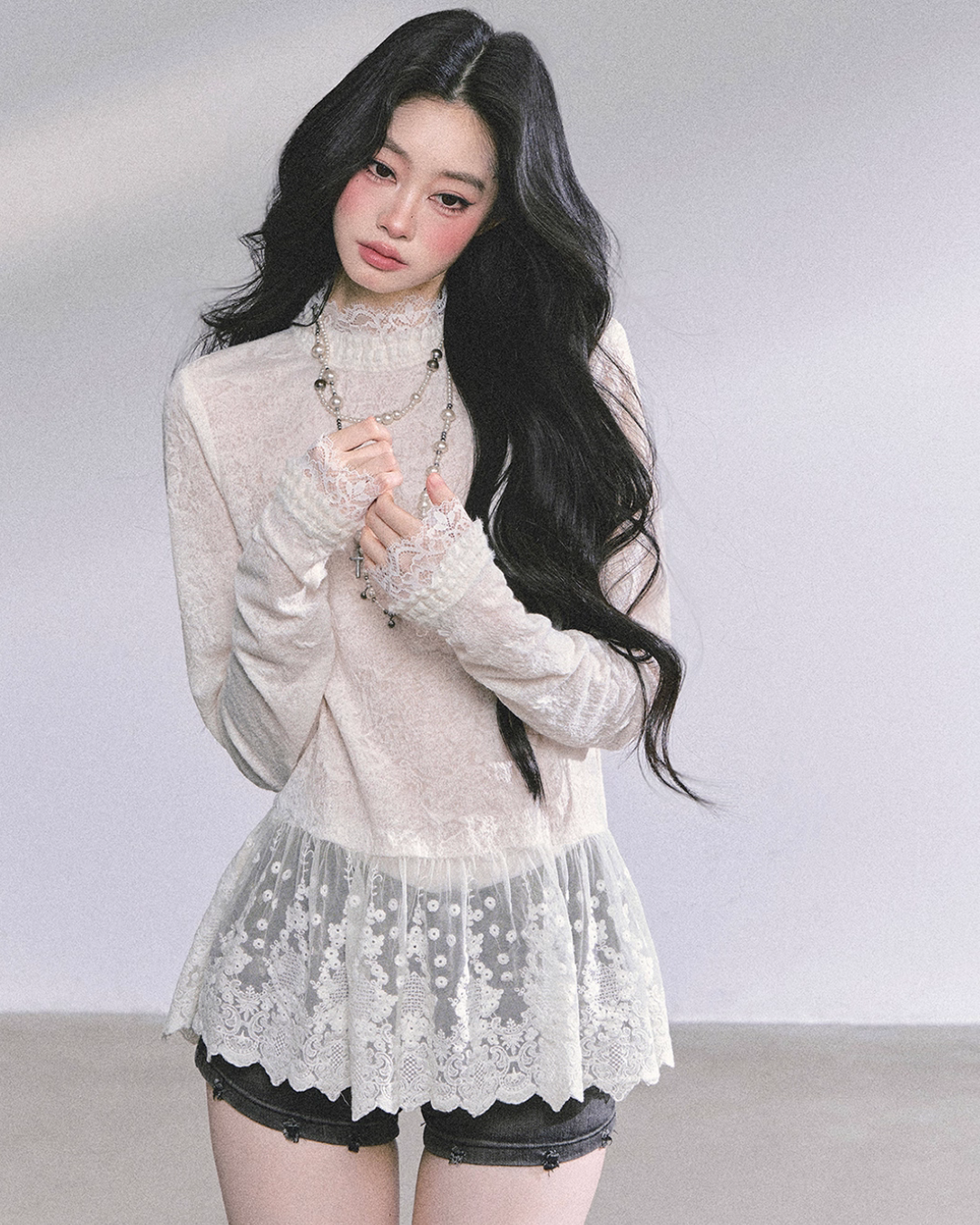 Mock neck Long Sleeve Hollow Top LAS0040
