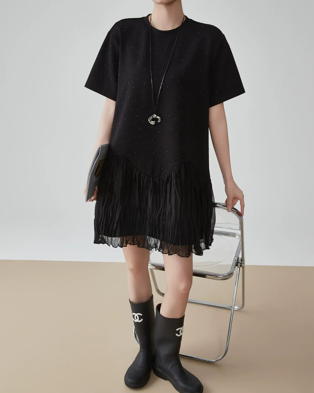 Pleated Docking Mini Dress FER0238