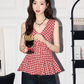Gingham Check Sleeveless Blouse MNX0005