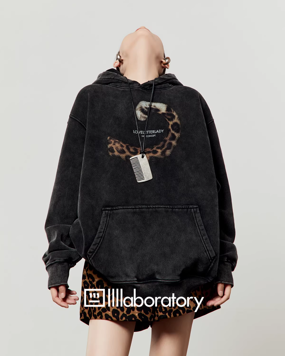 Leopard Tail Print Hoodie / Leopard Mini Skirt LLA0591