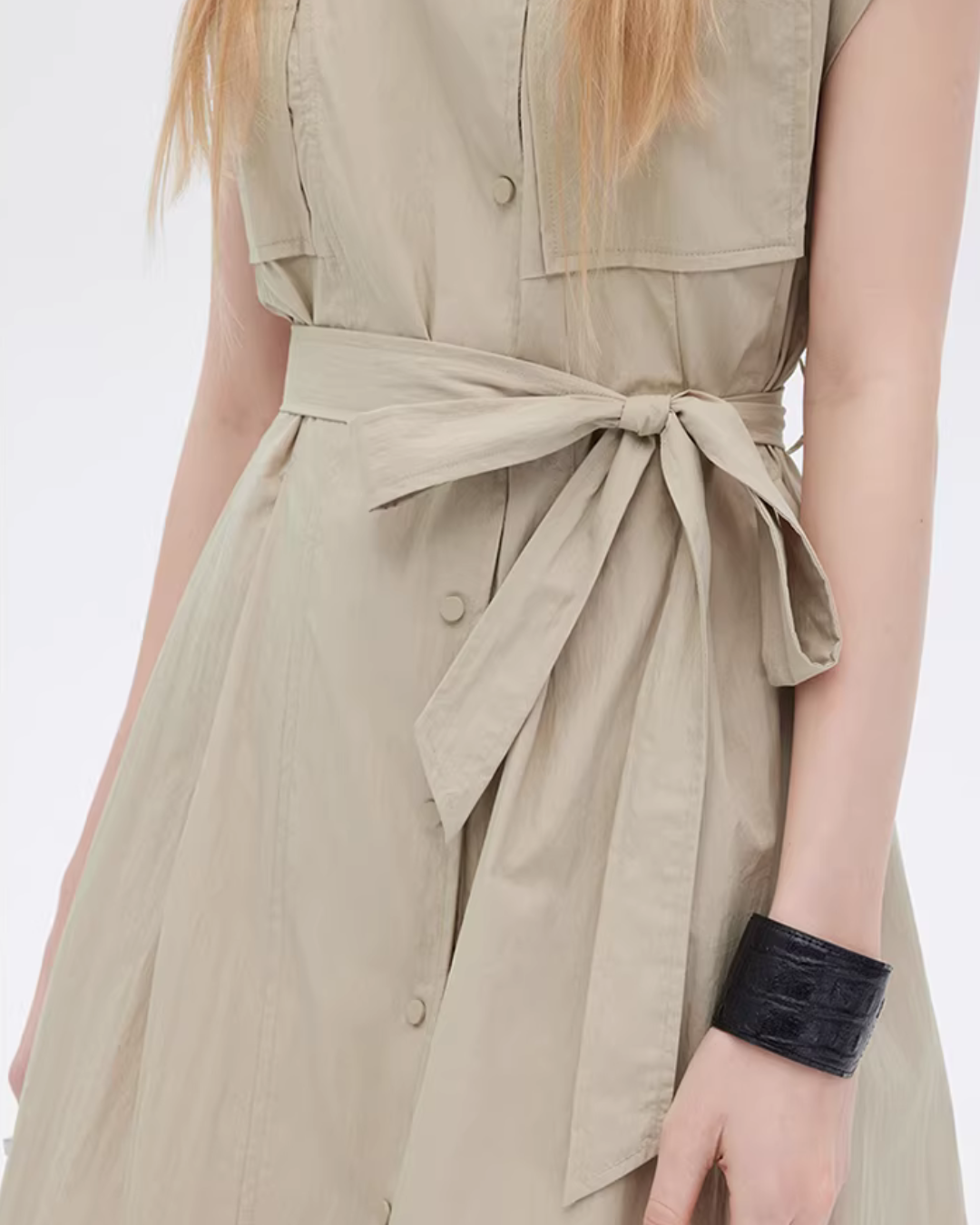 Flap Pocket French Sleeve Shirt Dress SHN0037