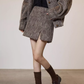 Vintage Mocha Brown Wool Jacket / Mini Skirt SUY0017