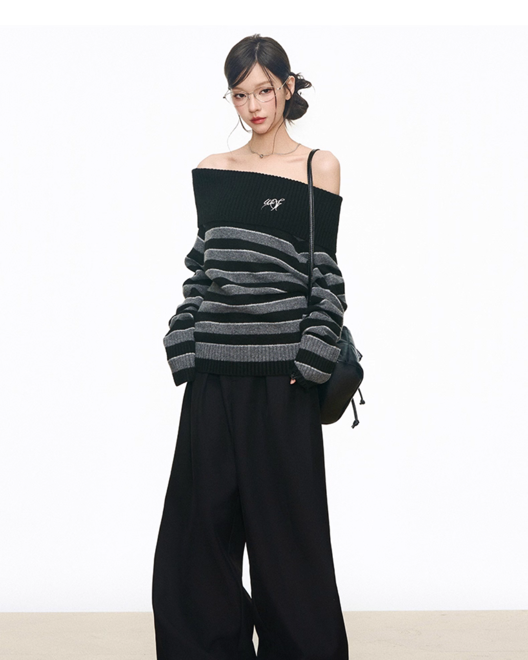 Off Shoulder Sweater Top / Wide Long Pants WEO0061