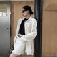 Loose Damaged Jacket / Trapezoidal Mini Skirt VCY0062