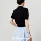 Black Knit Top / Balloon Mini Skirt LLA0495