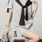 Light Gray Short Sleeve Top / Mini Skirt LLA0450