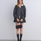 Lace Collar Zip Jacket / Flared Mini Skirt ASG0084