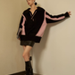 Shaggy V-Neck Knit Top / Pleated Mini Skirt SUY0031