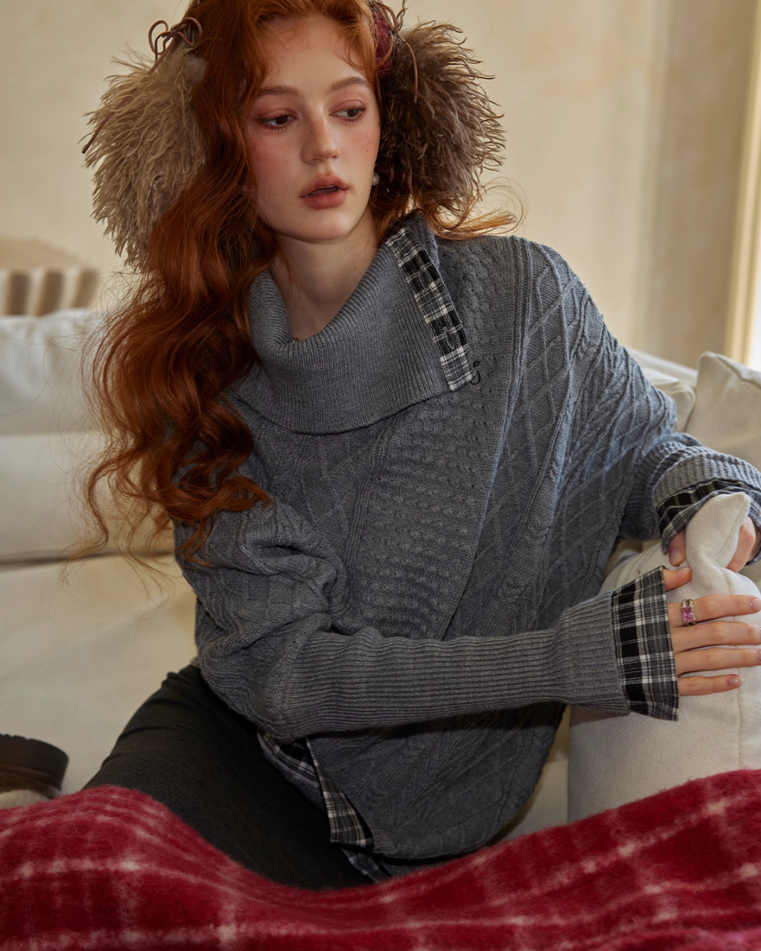 Cable Knit Poncho ASG0055