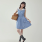 Blue Plaid Sleeveless Collar Dress AMU0031