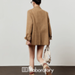 Retro Light Camel Jacket / Apricot Shirt / Mini Skirt LLA0541
