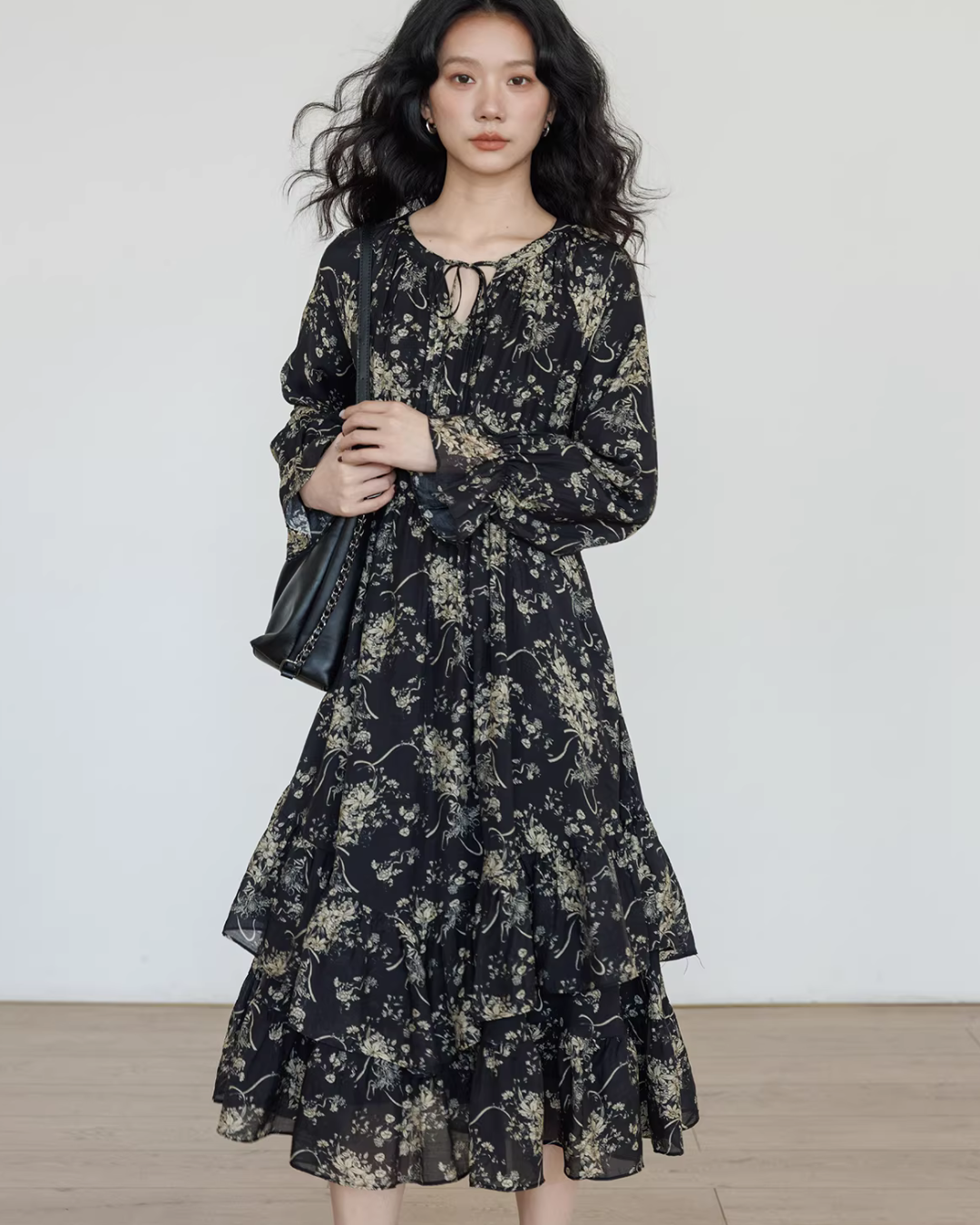 V-Neck Floral Vintage Shirt Dress VAS0192