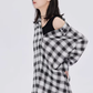 Off-Shoulder Plaid Shirt Dress SHN0049