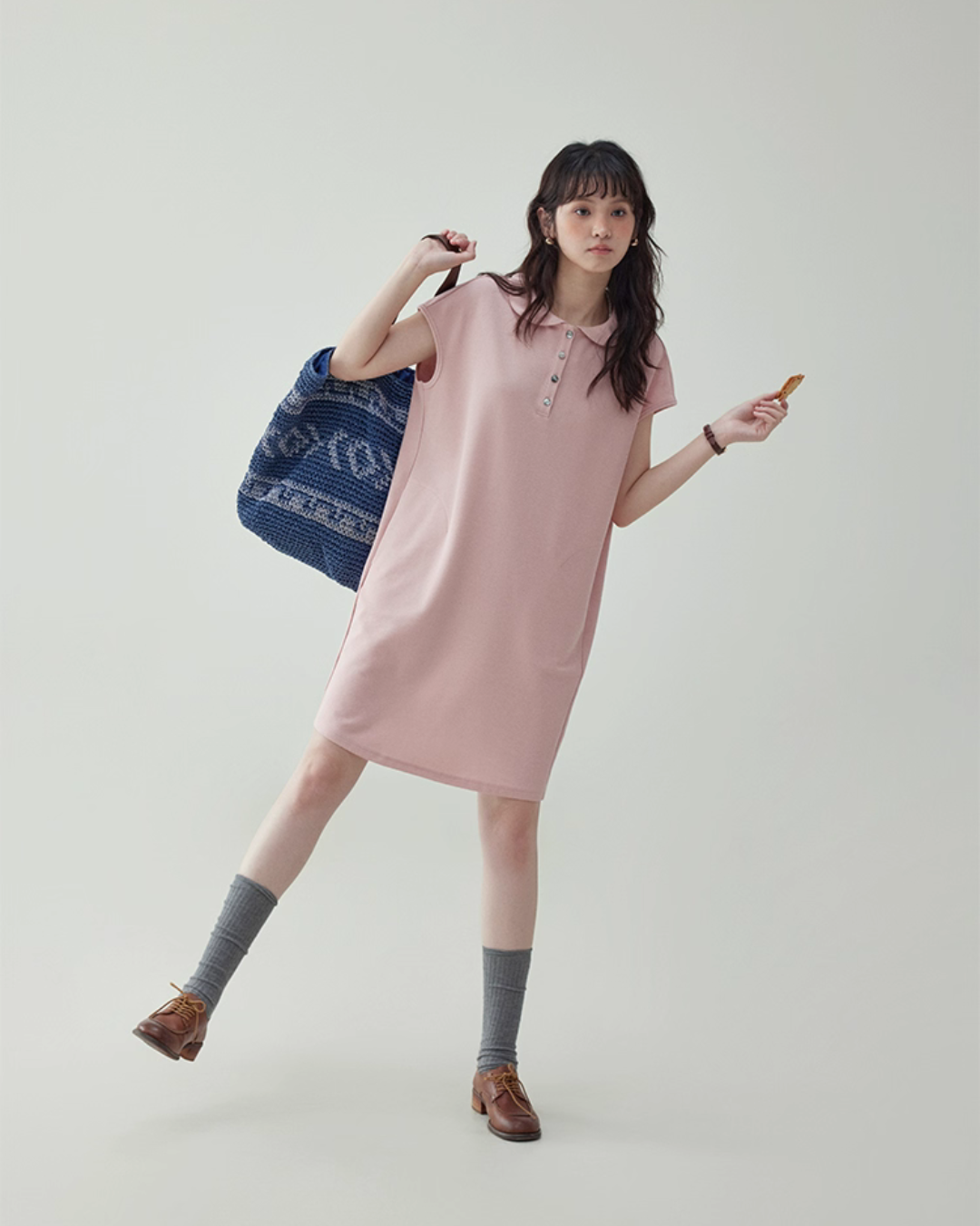 Round Collar Pastel Pink Dress AMU0026