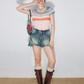 Colorful Border Knit Short Sleeve Cardigan ZZF0214