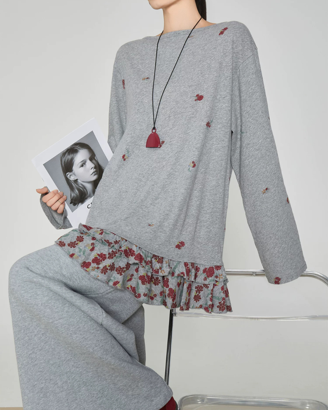 Patchwork Double-Layer Long-Sleeve T-Shirt FER0390