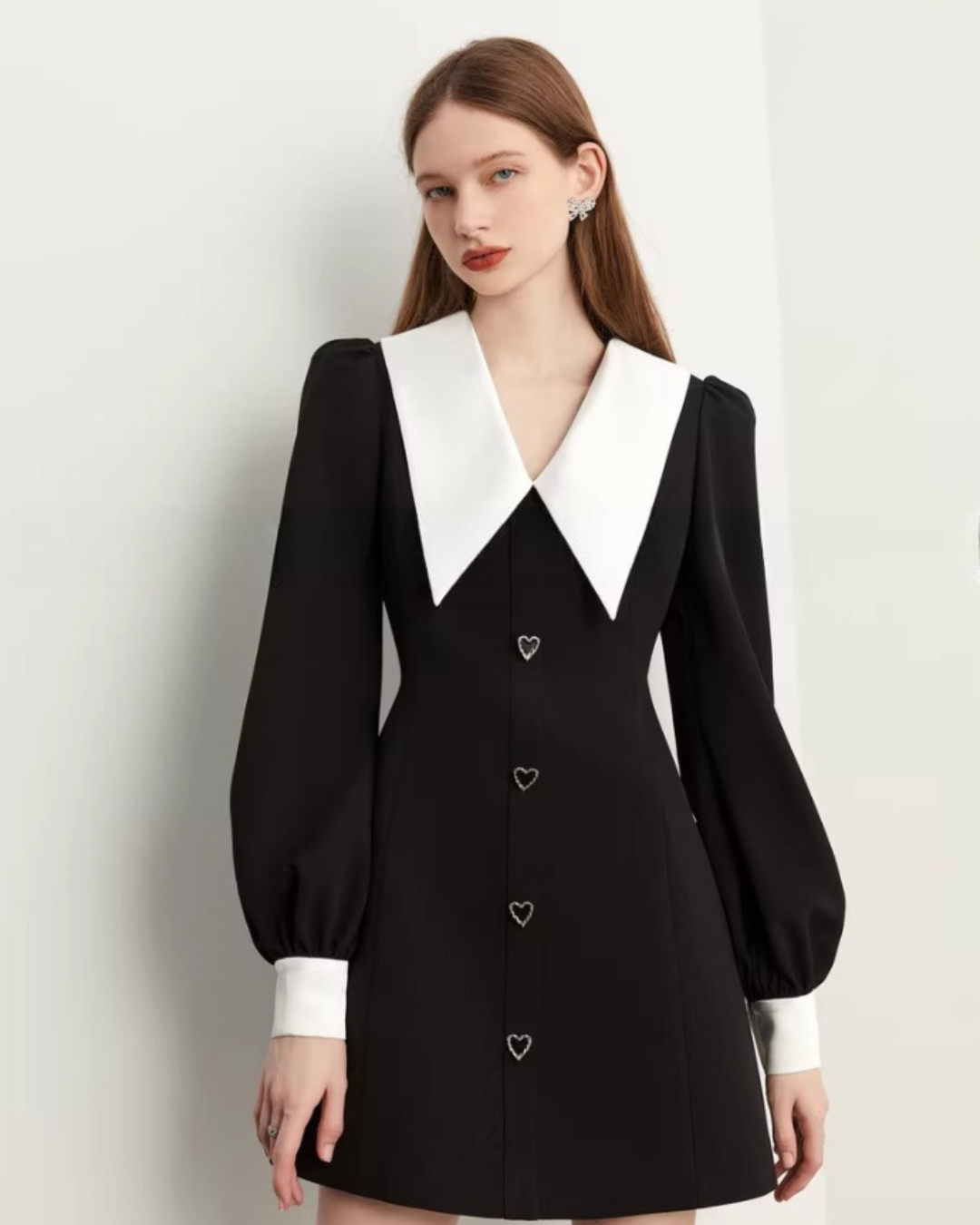 Big Collar Heart Button Dress DPY0072