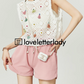 White Round Neck Sleeveless / Pink Shorts LLA0217