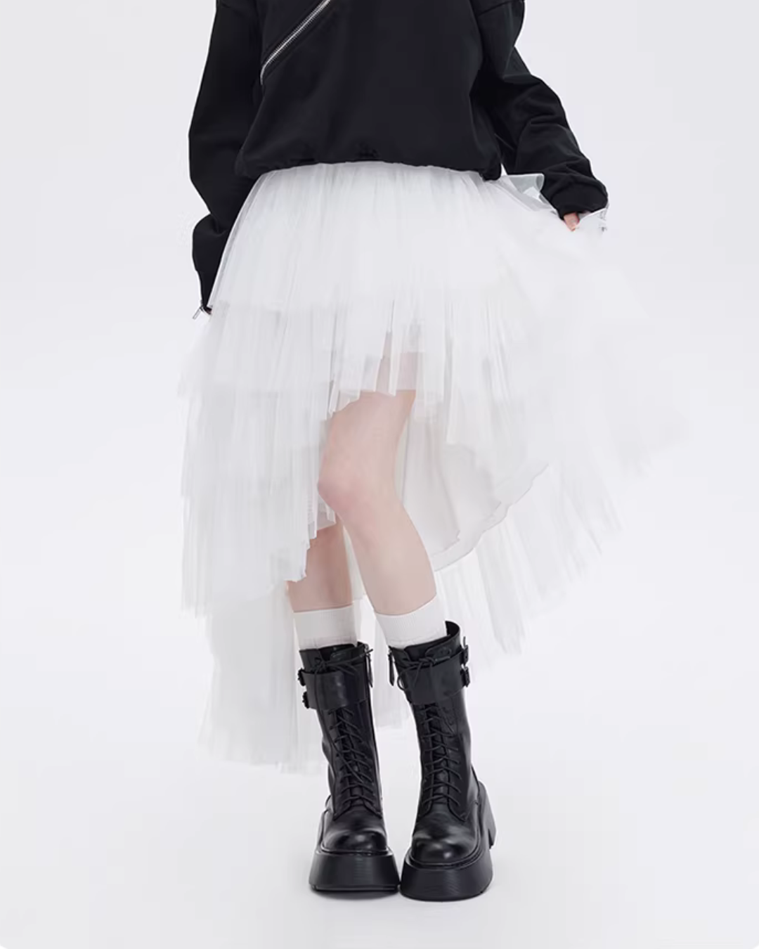 Buckled Irregular Tulle Skirt SHN0006