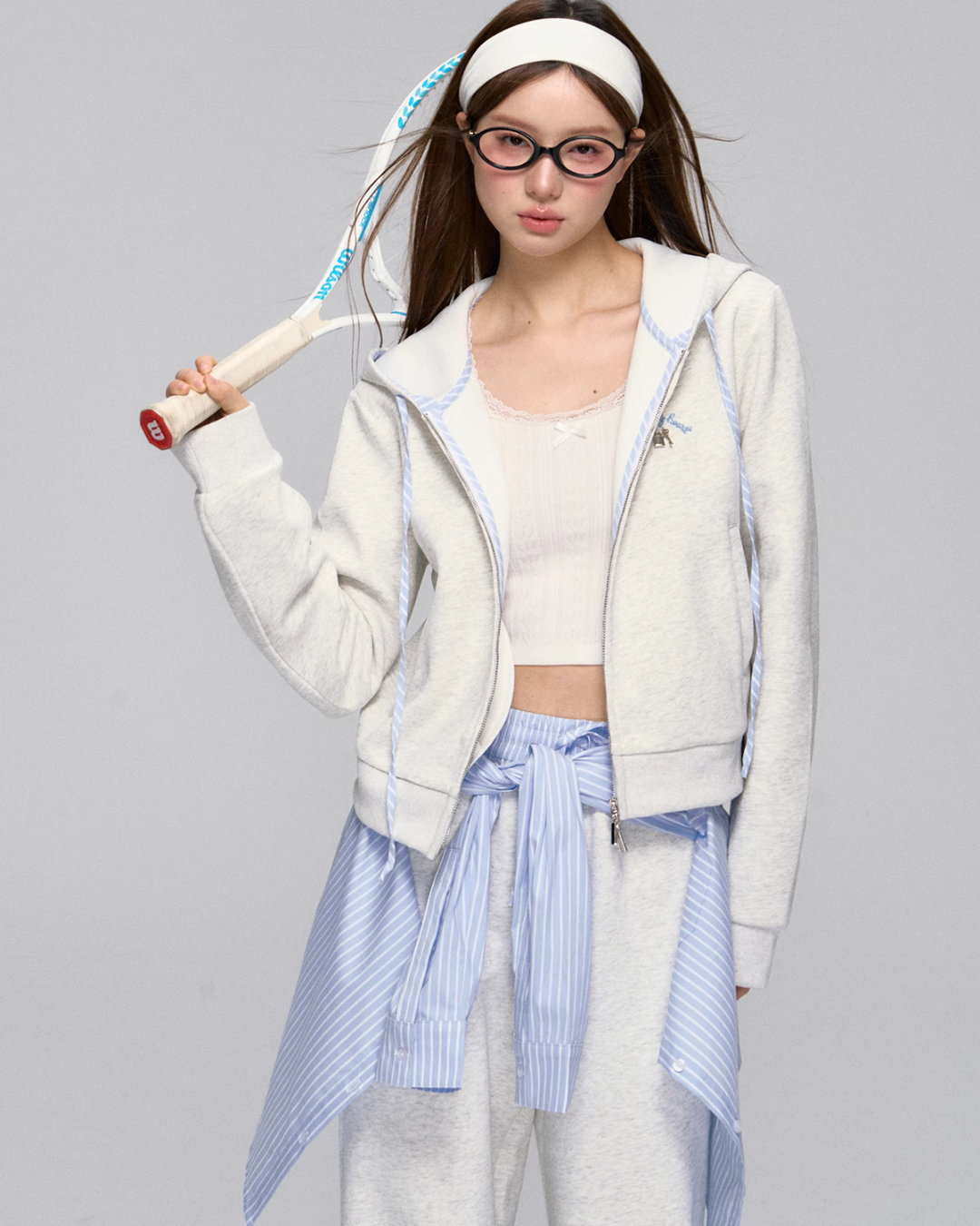 Zip Hoodie / Striped Sweatshirt / Casual Sweatpants ASG0030