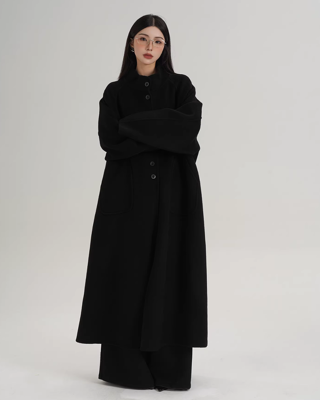 Mock Neck Long Coat SRS0407