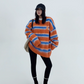 Border Shaggy Knit Tops YLS0713