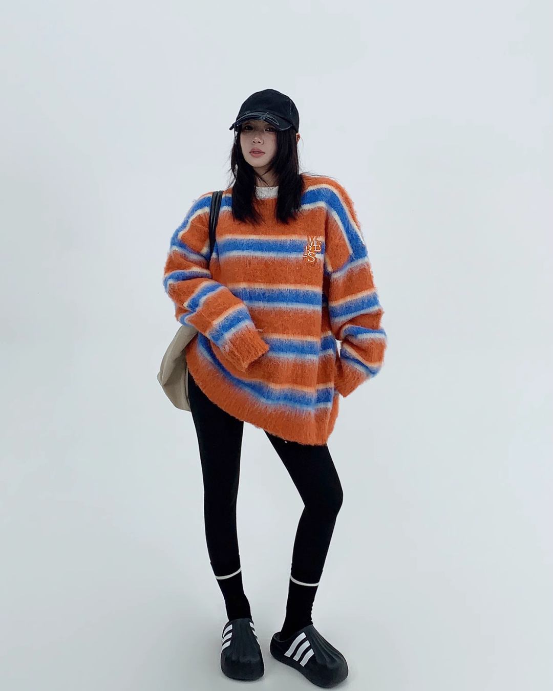 Border Shaggy Knit Tops YLS0713