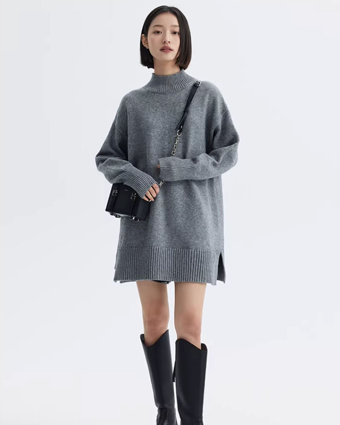 Mock Neck Knit Dress SHN0016