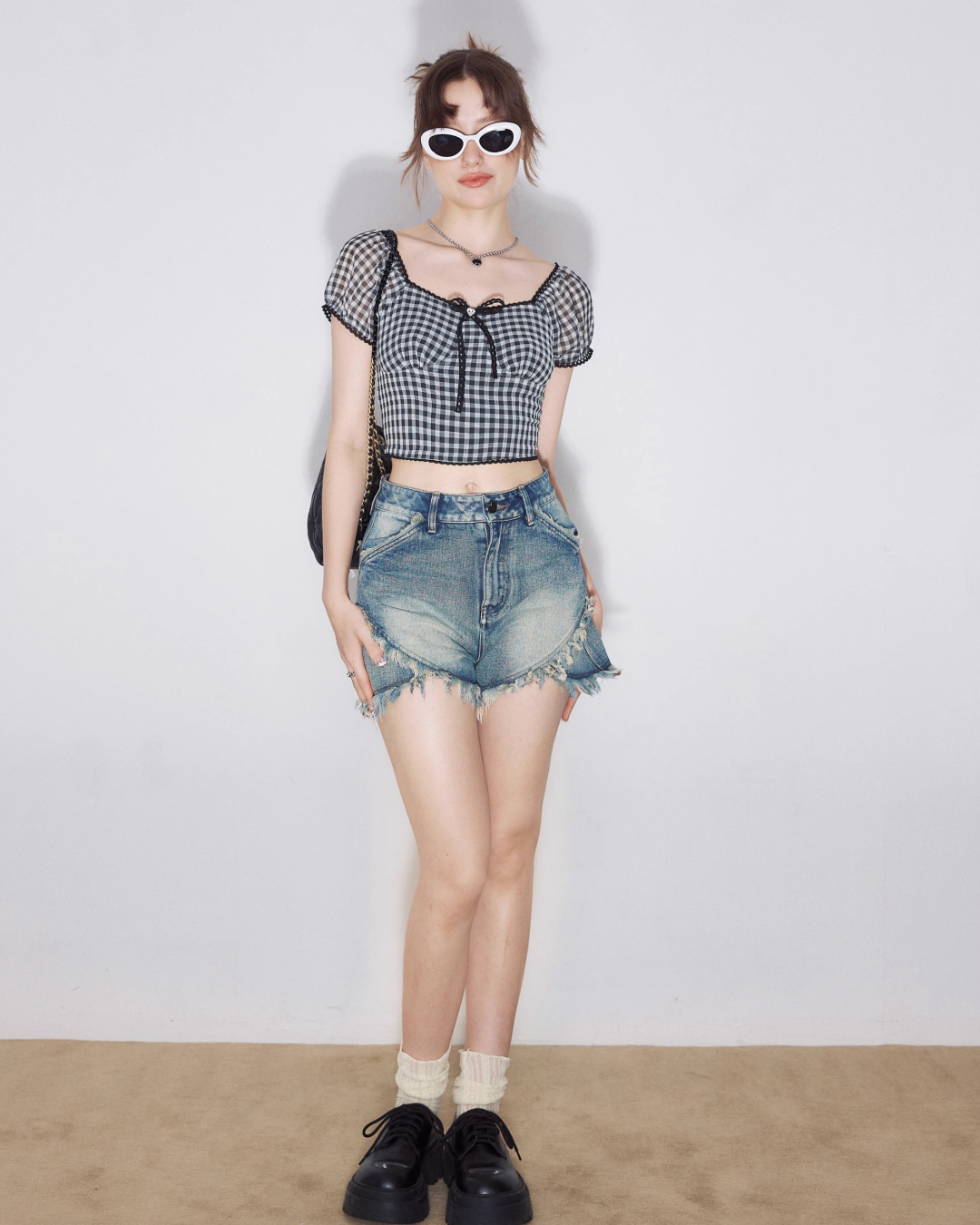 Cut Frill Denim Shorts ZZF0222