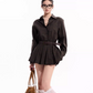Plaid Pleated Shirt Dress TUW0006