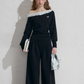 Frill Off-Shoulder Sweat Top / Wide Sweat Pants NEP0001