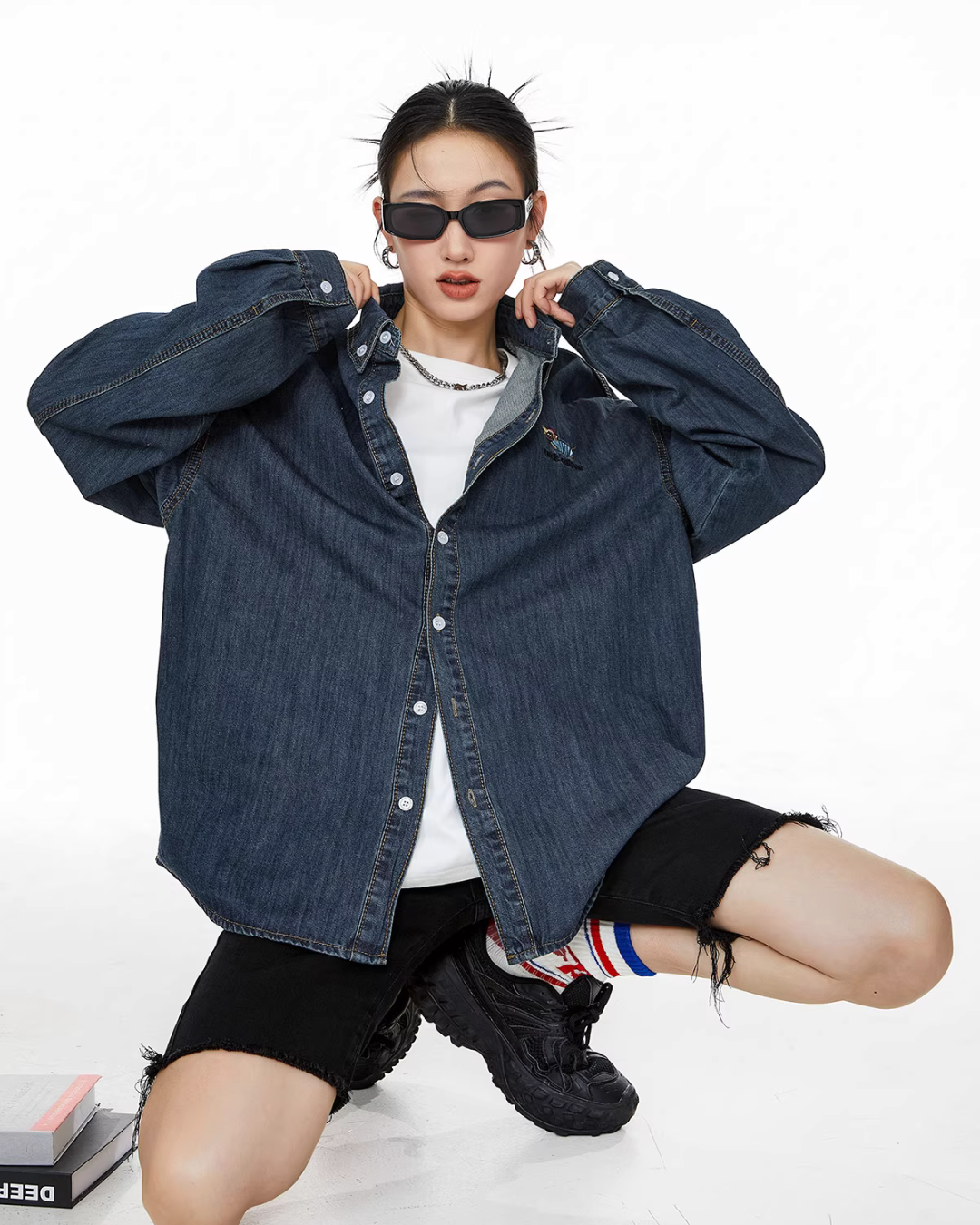 Retro Loose Silhouette Denim Shirt ICM0083