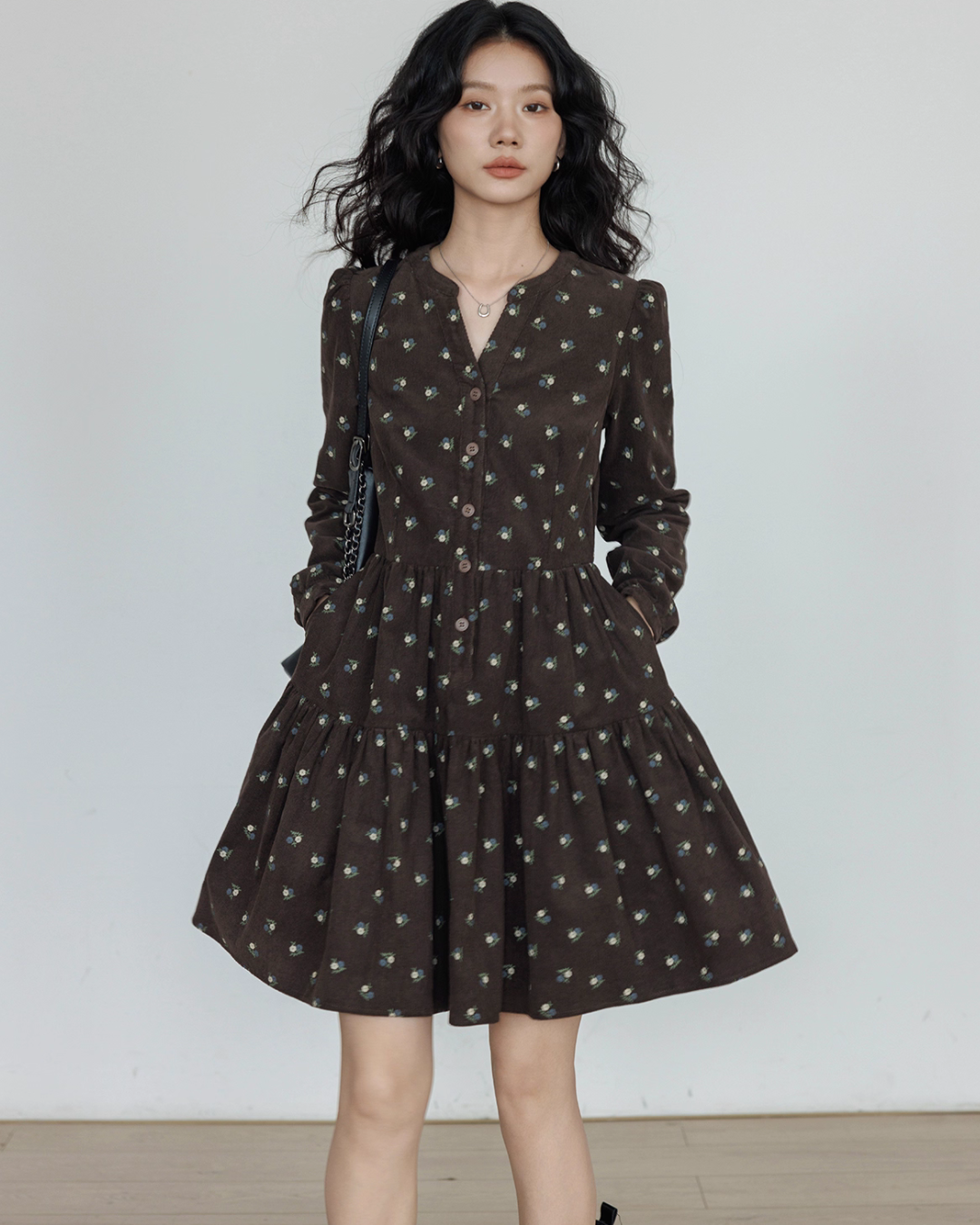 Small Floral Print Flare Dress VAS0163