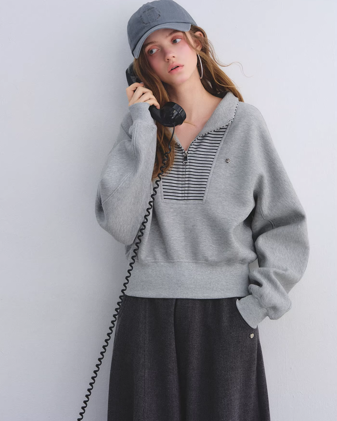 Striped Half-Zip Pullover Hoodie ASG0081