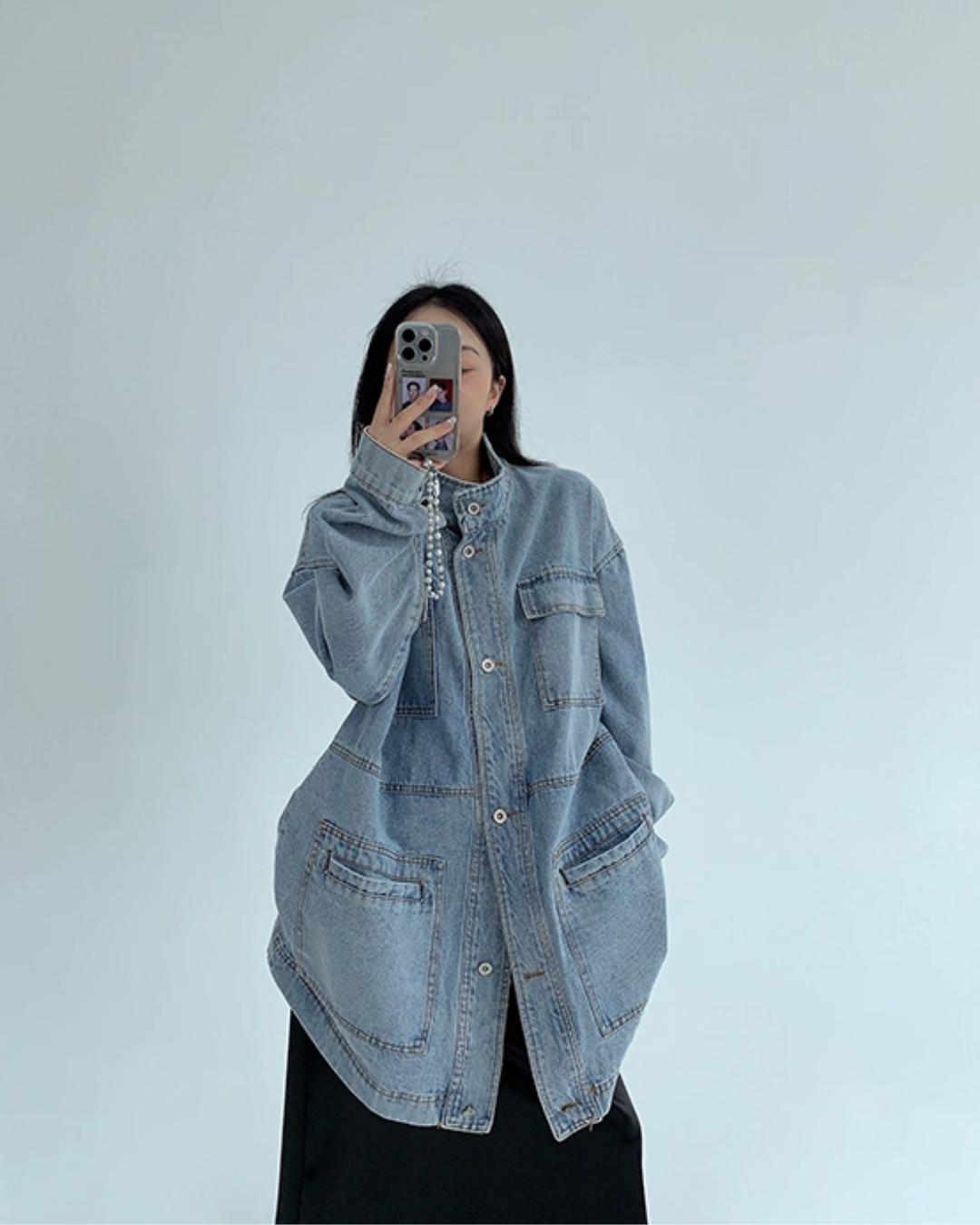 Stand Collar Loose Denim Jacket YLS0980