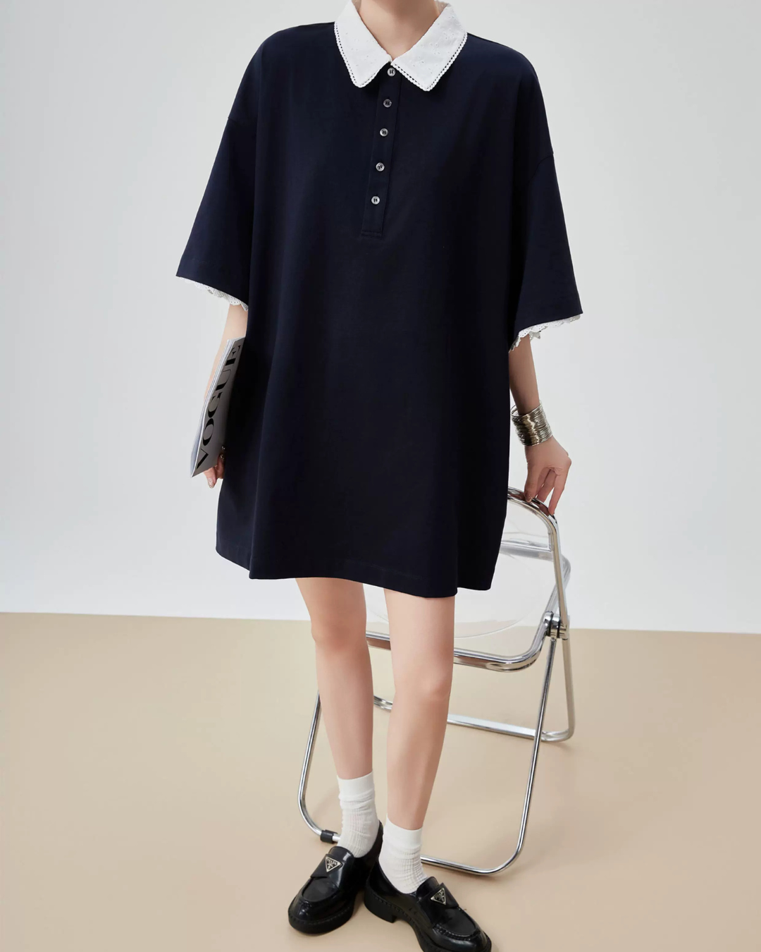 Two-Tone Polo Shirt Dress FER0226
