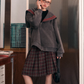 Sailor Collar Knit Jacket / Paid Skirt EZK0073