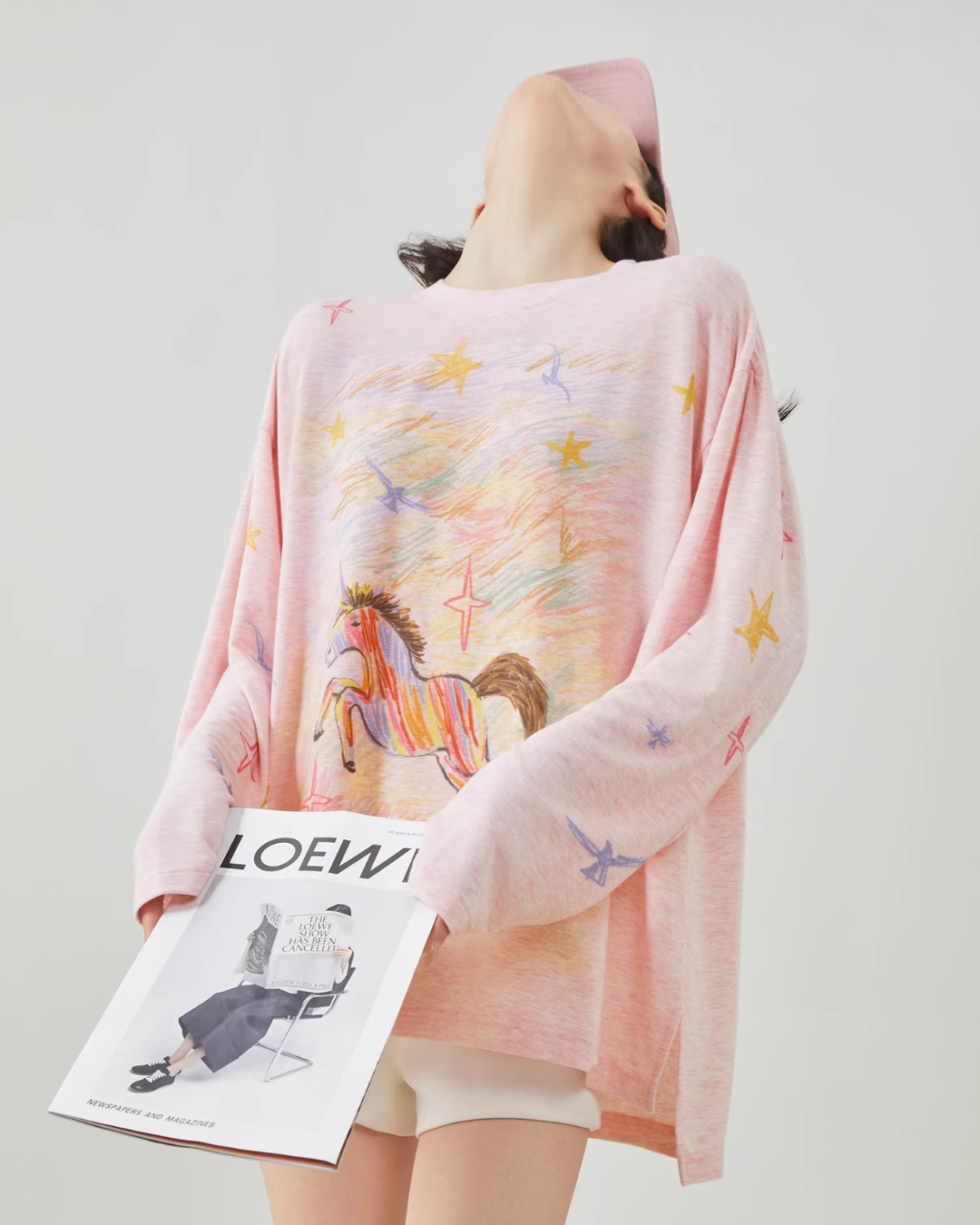 Pony Print Long-Sleeve T-Shirt FER0035