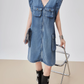 V-Neck Sleeveless Denim Dress FER0115