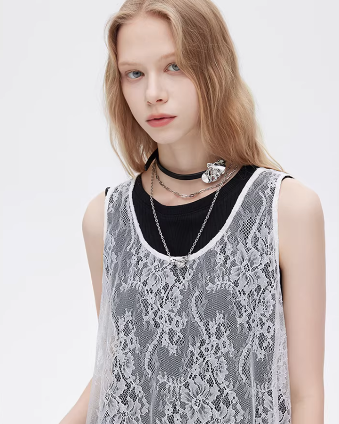 Asymmetric Lace Patchwork Dress SHN0033