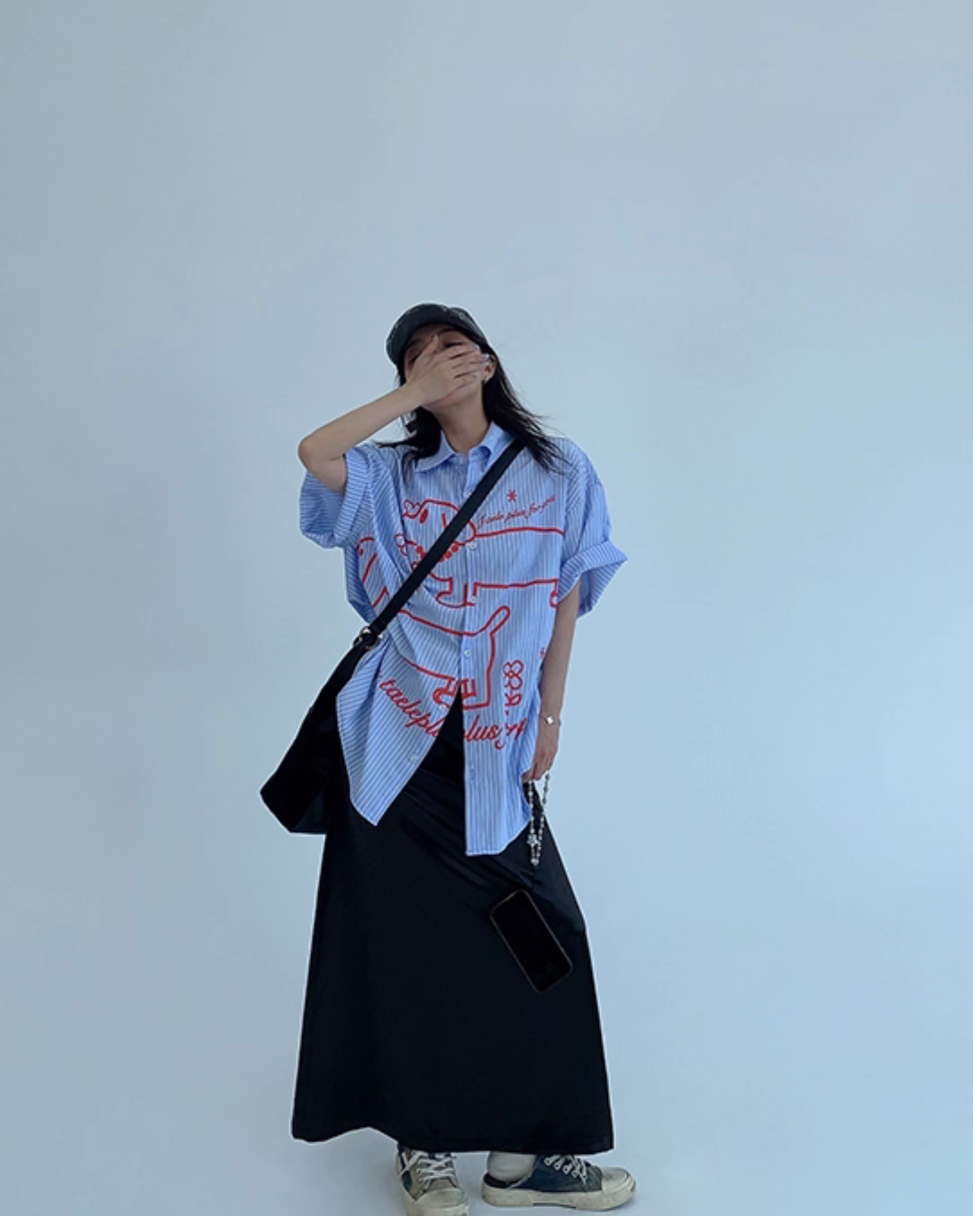 Dog Print Striped Shirt YLS0893
