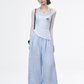 Blue Halter Top / White Tops / Striped Wide Pants WEO0051